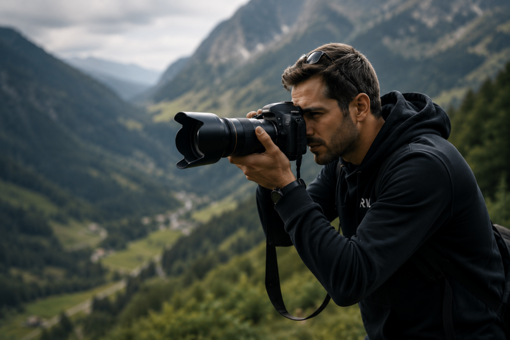 Photographe suivant les participants pendant le séjour