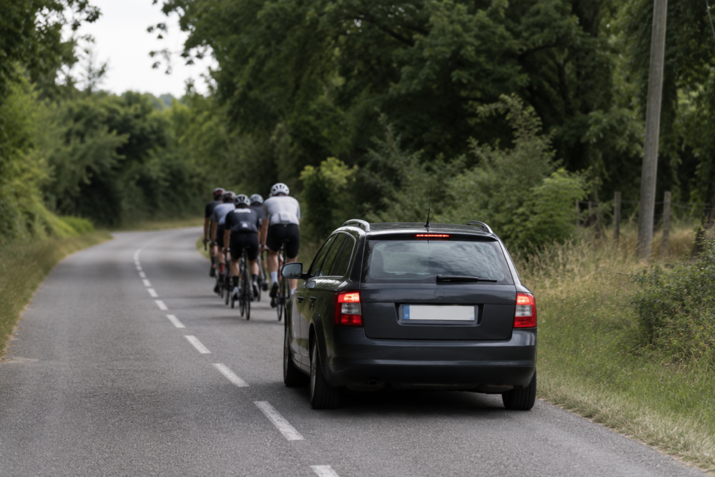 Voiture assistance de la sortie cycliste Ride with Legends